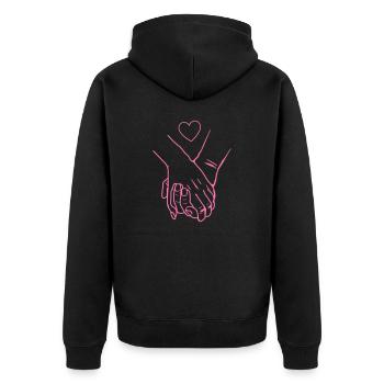 Hands Hearts - Unisex Premium Organic Zip Hoodie - black - Back - Nico (187cm)