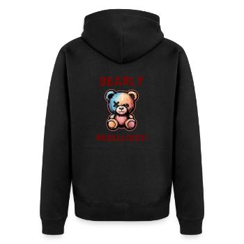 Bearly rebellious! - Unisex Premium Organic Zip Hoodie - black - Back - Nico (187cm)