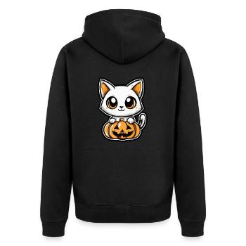 Cat Halloween Cat Comic - Unisex Premium Organic Zip Hoodie - black - Back - Nico (187cm)