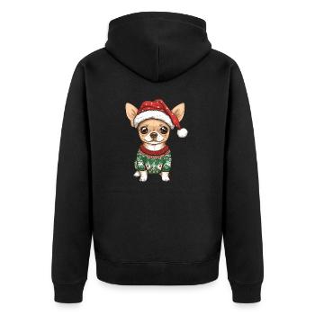 Chihuahua Hund Weihnachten - Unisex Premium Bio Zip Hoodie - Schwarz - Hinten - Nico (187cm)