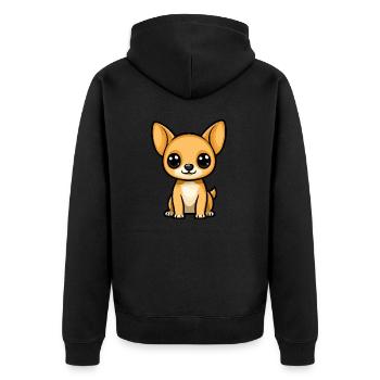 Chihuahua Chien Bande Dessinée Mignon - Veste à capuche bio Premium Unisexe - noir - Dos - Nico (187cm)