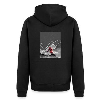 Skifahren in den Schneebergen Snowy Mountain Ski - Unisex Premium Bio Zip Hoodie - Schwarz - Hinten - Nico (187cm)