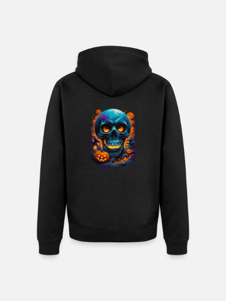 Halloween Skull - Unisex Premium Organic Zip Hoodie - black
