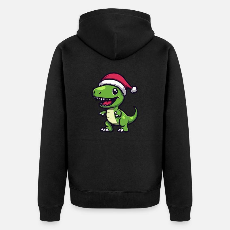 Dinosaure T-Rex Noël - Veste à capuche bio Premium Unisexe - noir