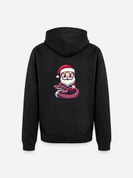 Snake Cobra Santa Claus Cartoon - Unisex Premium Organic Zip Hoodie - black