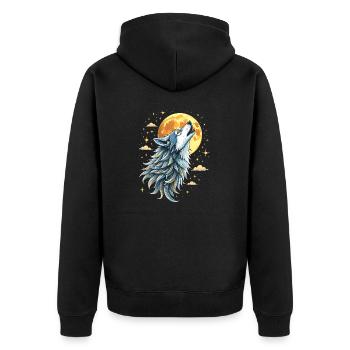 Mystic Wolf - Heartbeat - Unisex Premium Organic Zip Hoodie - black - Back - Nico (187cm)