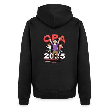 Opa 2019/2015loading - Unisex Premium Bio Zip Hoodie - Schwarz - Hinten - Nico (187cm)