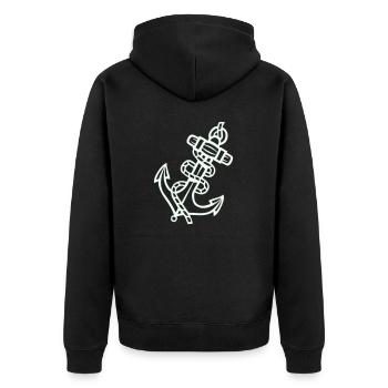 Anchor icon - Unisex Premium Organic Zip Hoodie - black - Back - Nico (187cm)