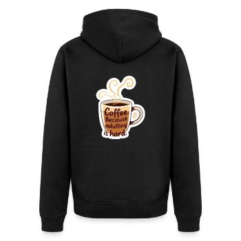 Drôle Café Confortable Caféine Humour Adulte - Veste à capuche bio Premium Unisexe - noir - Dos - Nico (187cm)