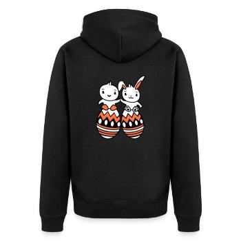 Bunny Bird Chick 2 Friends Large Easter Eggs Huge - Unisex Premium Organic Zip Hoodie - black - Back - Nico (187cm)