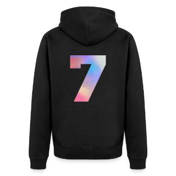 Numéro 7 coloré - Veste à capuche bio Premium Unisexe - noir - Dos - Nico (187cm)