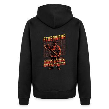Fire brigade rescue protection - Unisex Premium Organic Zip Hoodie - black - Back - Nico (187cm)