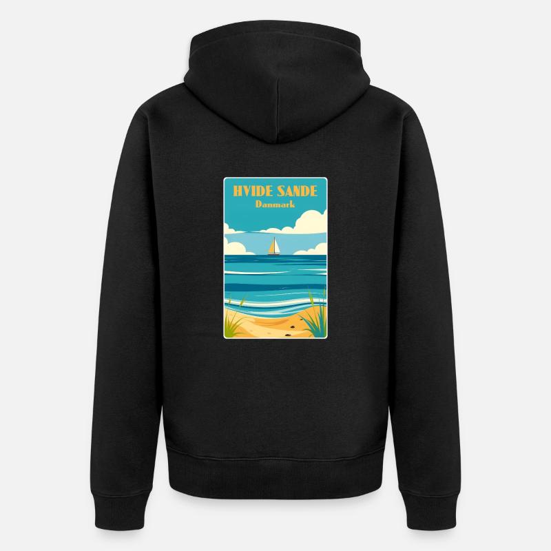 Hvide Sande, Danemark - Veste à capuche bio Premium Unisexe - noir