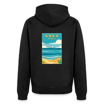 Sylt Nordsee - Unisex Premium Bio Zip Hoodie - Schwarz - Hinten - Nico (187cm)