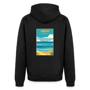 Amrum - Unisex Premium Organic Zip Hoodie - black - Back - Nico (187cm)