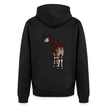 Okapi - Unisex Premium Organic Zip Hoodie - black - Back - Nico (187cm)