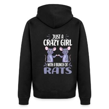Rat sayings | Domestic Rat Rodents Gift Ideas - Unisex Premium Organic Zip Hoodie - black - Back - Nico (187cm)