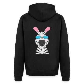 Zebra - Unisex Premium Bio Zip Hoodie - Schwarz - Hinten - Nico (187cm)