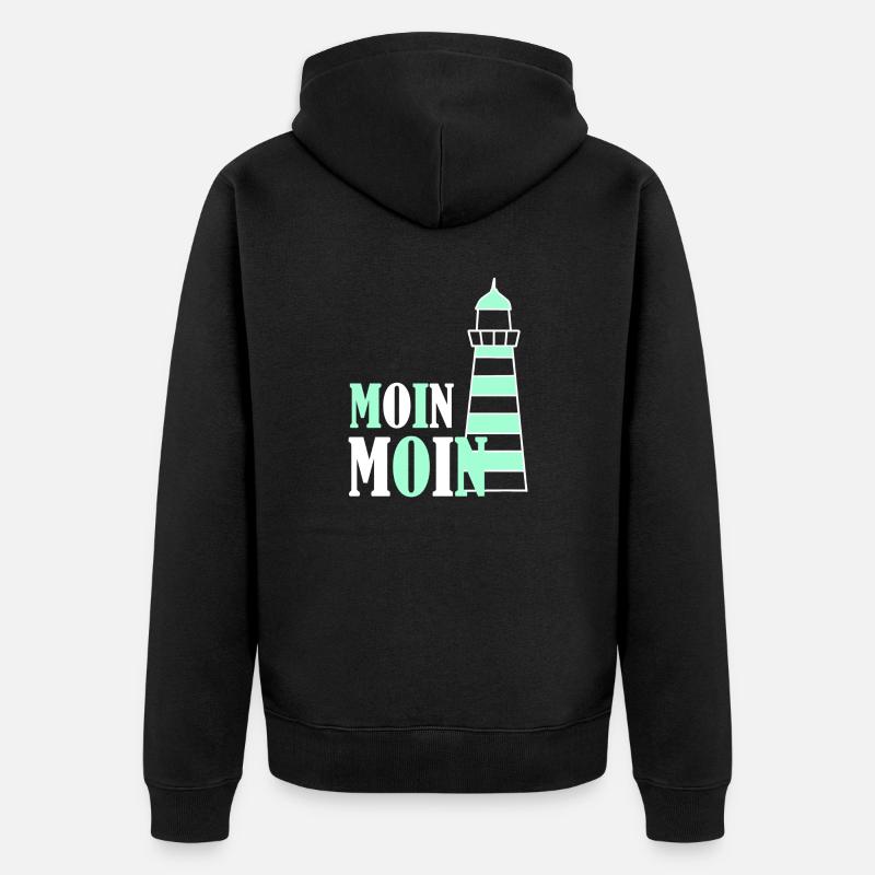 Leuchturm moin türkis - Unisex Premium Bio Zip Hoodie - Schwarz