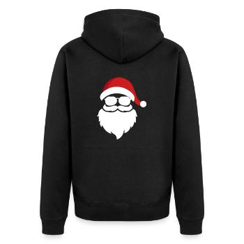 Weiß Rot Weihnachtsmann T Shirt - Unisex Premium Bio Zip Hoodie - Schwarz - Hinten - Nico (187cm)