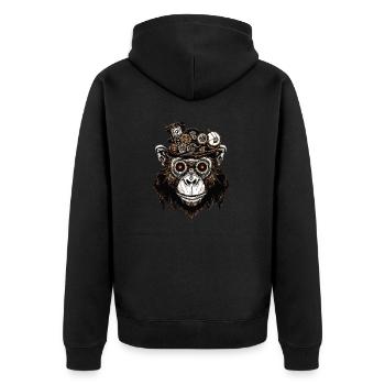 Polygonales Faultier-Porträt - Künstlerisches Tier - Unisex Premium Bio Zip Hoodie - Schwarz - Hinten - Nico (187cm)