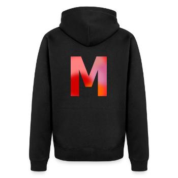 Buchstabe M - Unisex Premium Bio Zip Hoodie - Schwarz - Hinten - Nico (187cm)