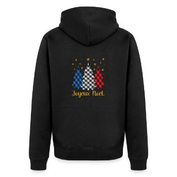 Joyeux Noël French Flag Color Merry Christmas Tree - Unisex Premium Organic Zip Hoodie - black - Back - Nico (187cm)