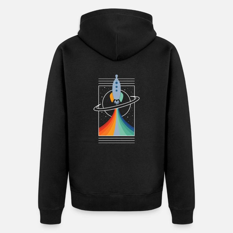 Rakete (Bunt, Umriss) - Unisex Premium Bio Zip Hoodie - Schwarz