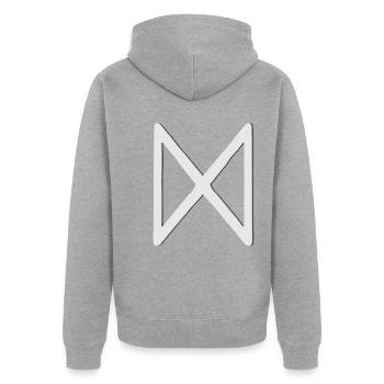 Futhark Runic Alphabet Dagaz - Unisex Premium Organic Zip Hoodie - heather grey - Back - Nico (187cm)