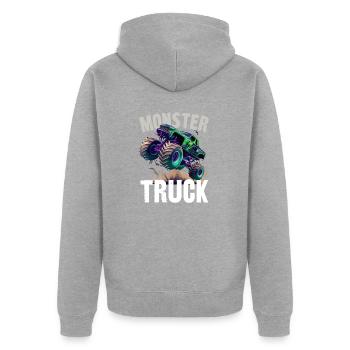 Monstertruck - Unisex Premium Bio Zip Hoodie - Grau meliert - Hinten - Nico (187cm)