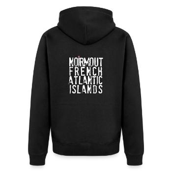 Noirmout Französische Atlantische Inseln - Unisex Premium Bio Zip Hoodie - Schwarz - Hinten - Nico (187cm)