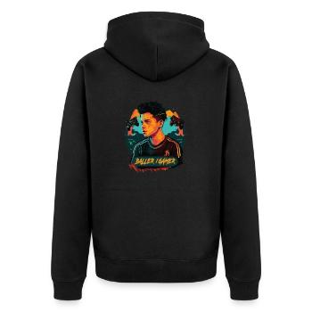 Gaming - Baller / Gamer - Unisex Premium Bio Zip Hoodie - Schwarz - Hinten - Nico (187cm)