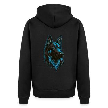 German Shepherd Head Blue - Unisex Premium Organic Zip Hoodie - black - Back - Nico (187cm)