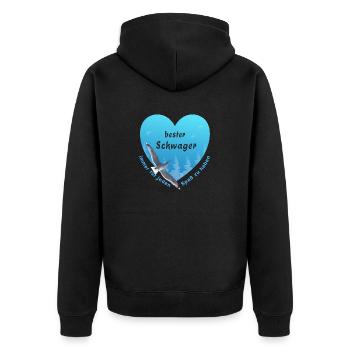 bester Schwager - Unisex Premium Bio Zip Hoodie - Schwarz - Hinten - Nico (187cm)
