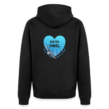 bester Onkel - Unisex Premium Bio Zip Hoodie - Schwarz - Hinten - Nico (187cm)