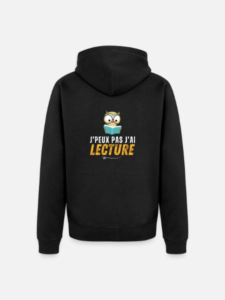 I can't read - Unisex Premium Organic Zip Hoodie - black