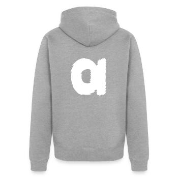 Alpha | Symbol | griechisches Alphabet - Unisex Premium Bio Zip Hoodie - Grau meliert - Hinten - Nico (187cm)