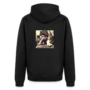 Purr Hip Hop 01 I Cool Cat Rap Man Cadeau - Veste à capuche bio Premium Unisexe - noir - Dos - Nico (187cm)