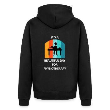 Physiotherapist Humorous Gift Saying Funny - Unisex Premium Organic Zip Hoodie - black - Back - Nico (187cm)