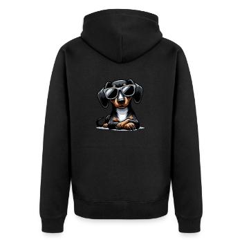 Süßer Hund mit Sonnenbrille - Unisex Premium Bio Zip Hoodie - Schwarz - Hinten - Nico (187cm)