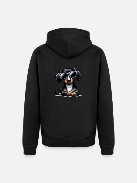 Cute dog with sunglasses - Unisex Premium Organic Zip Hoodie - black