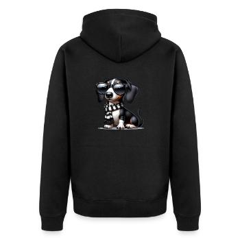 Süßer Hund mit Sonnenbrille - Unisex Premium Bio Zip Hoodie - Schwarz - Hinten - Nico (187cm)