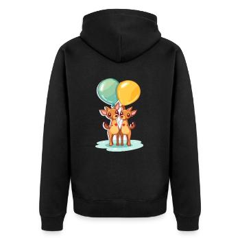 Hirsche, Kawaii, Karikatur, Haustier, Spielend, Mit, Balloons - Unisex Premium Bio Zip Hoodie - Schwarz - Hinten - Nico (187cm)