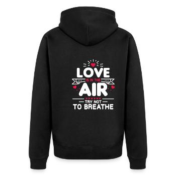 L'amour Est Dans L'air Ne Respire Pas St Valentin - Veste à capuche bio Premium Unisexe - noir - Dos - Nico (187cm)