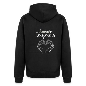Amour Toujours Coeur Cadeau Couple St Valentin - Veste à capuche bio Premium Unisexe - noir - Dos - Nico (187cm)