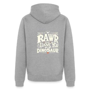 Dinosaure Humour Saint Valentin Phrases Drôles - Veste à capuche bio Premium Unisexe - gris chiné - Dos - Nico (187cm)
