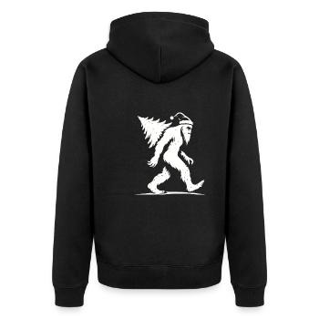Bigfoot Weihnachtsbaum Geschenk Humor - Unisex Premium Bio Zip Hoodie - Schwarz - Hinten - Nico (187cm)