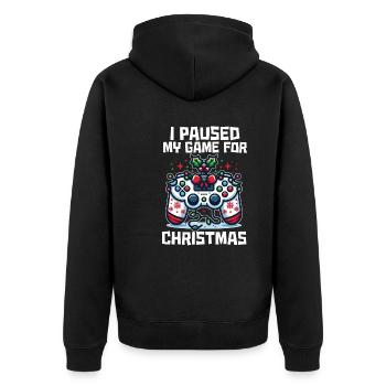 Game on Break for Christmas Gift Humor Geek - Unisex Premium Organic Zip Hoodie - black - Back - Nico (187cm)