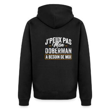 J'Peux Pas Mon Doberman A Besoin De Moi - Veste à capuche bio Premium Unisexe - noir - Dos - Nico (187cm)