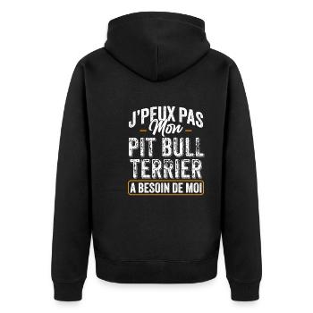 J'Peux Pas Mon Pitbull A Besoin De Moi - Veste à capuche bio Premium Unisexe - noir - Dos - Nico (187cm)